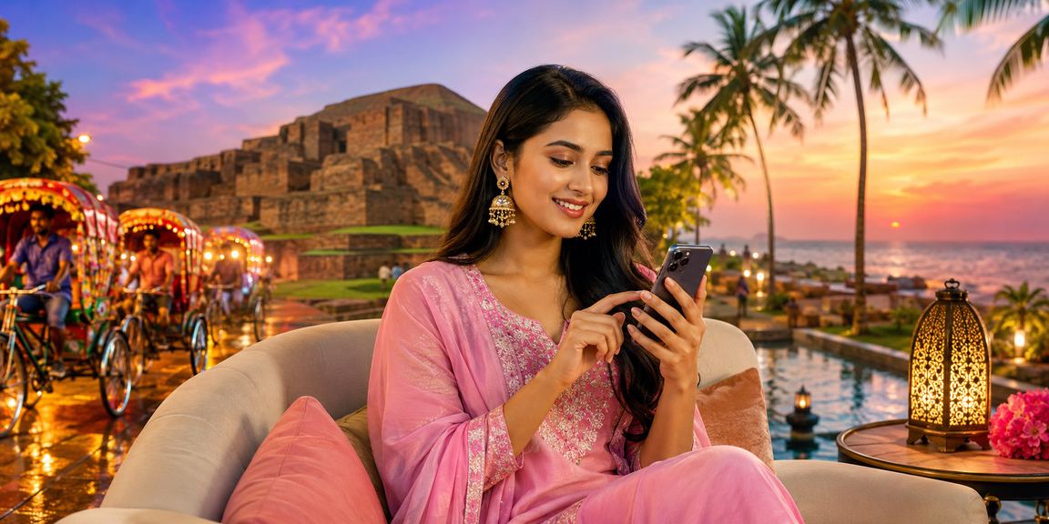 ঢাকায় একজন ব্যবহারকারী রিকশার পাশে মোবাইলে পেমেন্ট করছেন